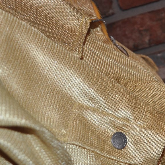 ANTONIO D'ERRICO Tailored Zip-up Jacket Metallic Shiny Yellow Mesh Gold Italy 48 - Picture 8 of 9